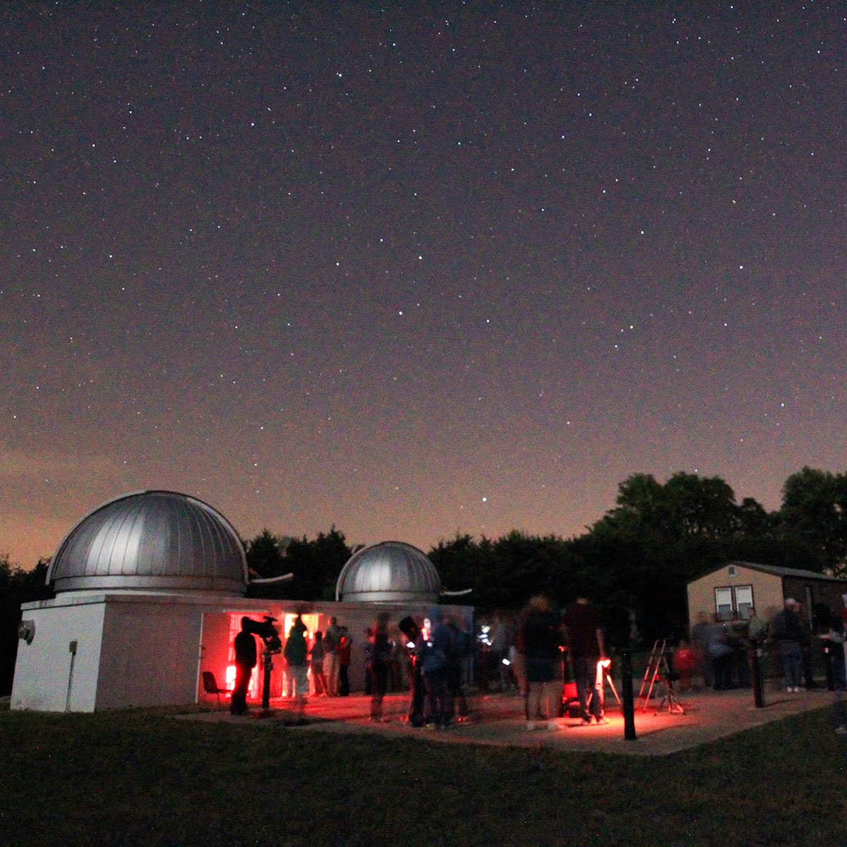 Students gather outside of Baker Observatory.